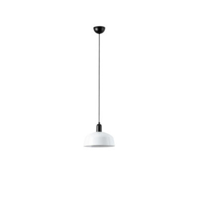 Luminosa Lighting Luminosa Tatawin Medium Dome Pendant Ceiling Light Black, Gloss White 1X E27