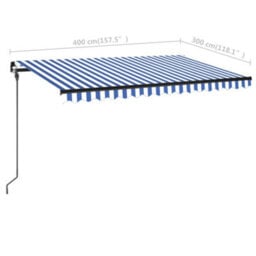Berkfield Manual Retractable Awning With Led 400X300 Cm Blue And White - thumbnail 7