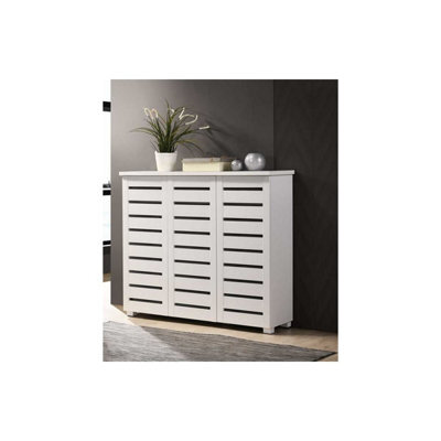 Timber Art Design 5 Tier Shoe Storage Cabinet 3 Door Cupboard Stand Rack Unit White - image 1