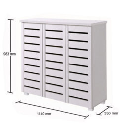 Timber Art Design 5 Tier Shoe Storage Cabinet 3 Door Cupboard Stand Rack Unit White - thumbnail 6