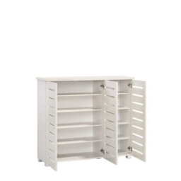 Timber Art Design 5 Tier Shoe Storage Cabinet 3 Door Cupboard Stand Rack Unit White - thumbnail 4