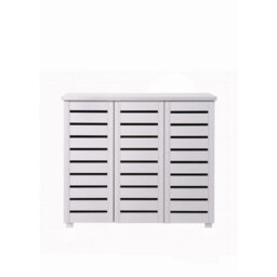Timber Art Design 5 Tier Shoe Storage Cabinet 3 Door Cupboard Stand Rack Unit White - thumbnail 3