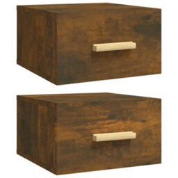 Berkfield Sturdy Wall-Mounted Bedside Cabinets 2 Pcs Smoked Oak 35X35X20 Cm - thumbnail 1