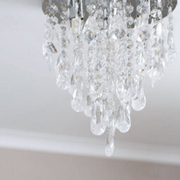 Valuelights Lara Silver Chrome Chandelier Ceiling Light Fitting With Clear Jewel Droplets For Living Room Bedroom - thumbnail 3
