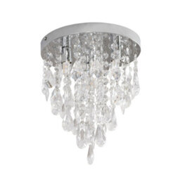 Valuelights Lara Silver Chrome Chandelier Ceiling Light Fitting With Clear Jewel Droplets For Living Room Bedroom - thumbnail 2