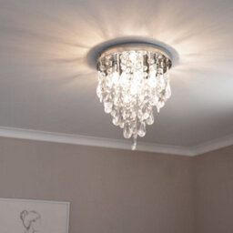 Valuelights Lara Silver Chrome Chandelier Ceiling Light Fitting With Clear Jewel Droplets For Living Room Bedroom