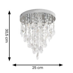 Valuelights Lara Silver Chrome Chandelier Ceiling Light Fitting With Clear Jewel Droplets For Living Room Bedroom - thumbnail 7