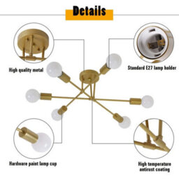 Vintage Retro Led Ceiling Light Pendant Light E27 Modern Chandelier Living Room - thumbnail 3