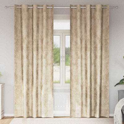 Berkfield Curtain With Curtains 2 Pcs Cream 245 X 140 Cm Velvet - image 1