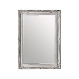 Orsina Distressed White Finish Wall Mirror,luxe Decorative Mirror With Regency Style Motifs,beaded Antique Mirror - thumbnail 1