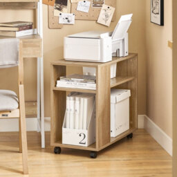 Sobuy Fbt34-N, Side Table End Table With Storage Shelves, 2 Tiers Bookcase On Wheels, Wood Veneer,w70Xd35Xh61.5 - thumbnail 8