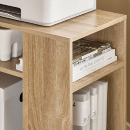 Sobuy Fbt34-N, Side Table End Table With Storage Shelves, 2 Tiers Bookcase On Wheels, Wood Veneer,w70Xd35Xh61.5 - thumbnail 6