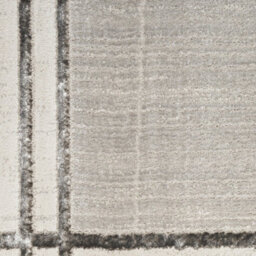 Grey Silver Bordered Chequered Modern Easy To Clean Rug For Bedroom & Living Room-69 X 229Cm (Runner) - thumbnail 4