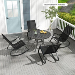 Gainoom 2 Pieces Patio Rocking Chairs Black Outdoor Sling Fabric Rockers W/ Backrest - thumbnail 5