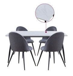 Hallowood Furniture Cullompton Large Rectangular Dining Table (1.6M) With 4 Grey Fabric Curved Back Chairs - thumbnail 8