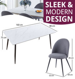 Hallowood Furniture Cullompton Large Rectangular Dining Table (1.6M) With 4 Grey Fabric Curved Back Chairs - thumbnail 3