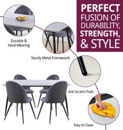 Hallowood Furniture Cullompton Large Rectangular Dining Table (1.6M) With 4 Grey Fabric Curved Back Chairs - thumbnail 2