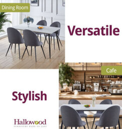 Hallowood Furniture Cullompton Large Rectangular Dining Table (1.6M) With 4 Grey Fabric Curved Back Chairs - thumbnail 6