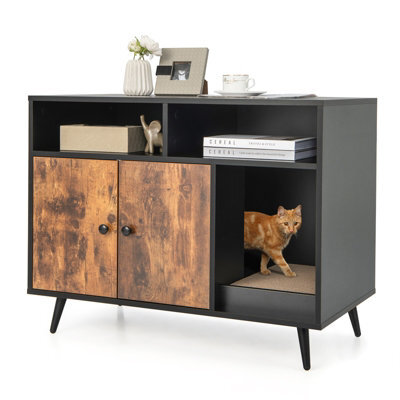 Costway Cat Litter Box Enclosure Industrial Cat Furniture End Table Hidden Cat Washroom Cat House - image 1