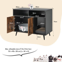 Costway Cat Litter Box Enclosure Industrial Cat Furniture End Table Hidden Cat Washroom Cat House - thumbnail 2