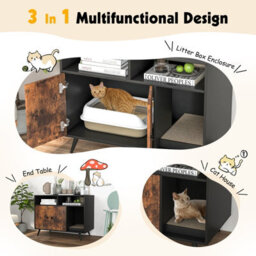 Costway Cat Litter Box Enclosure Industrial Cat Furniture End Table Hidden Cat Washroom Cat House - thumbnail 5