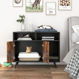 Costway Cat Litter Box Enclosure Industrial Cat Furniture End Table Hidden Cat Washroom Cat House - thumbnail 4