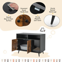 Costway Cat Litter Box Enclosure Industrial Cat Furniture End Table Hidden Cat Washroom Cat House - thumbnail 9