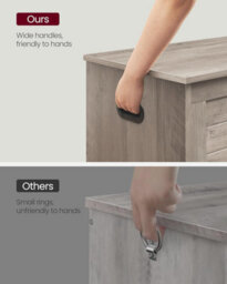 Songmics Storage Trunk, Shoe Bench With Safety Hinges, Farmhouse Blanket Box, For Hallway, Bedroom, Living Room, Heather Greige - thumbnail 8