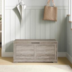 Songmics Storage Trunk, Shoe Bench With Safety Hinges, Farmhouse Blanket Box, For Hallway, Bedroom, Living Room, Heather Greige - thumbnail 1