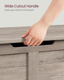 Songmics Storage Trunk, Shoe Bench With Safety Hinges, Farmhouse Blanket Box, For Hallway, Bedroom, Living Room, Heather Greige - thumbnail 7