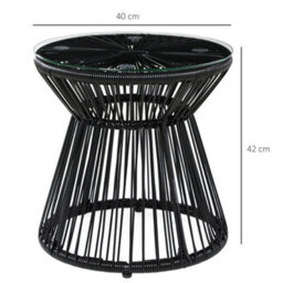 Outsunny Pe Rattan End Table, Round Hollow Drum Design Side Table, Black - thumbnail 3