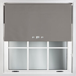 Furnished Blackout Roller Blinds With Triple Square Eyelets And Metal Fittings- Dark Grey Trimmable (W)140Cm (L)165Cm