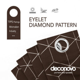 Deconovo Blackout Eyelet Curtains, Super Soft Foil Diamond Printed Thermal Insulated Curtains, W46 X L72 Inch, Chocolate, 1 Pair - thumbnail 3