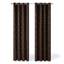 Deconovo Blackout Eyelet Curtains, Super Soft Foil Diamond Printed Thermal Insulated Curtains, W46 X L72 Inch, Chocolate, 1 Pair - thumbnail 1