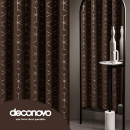 Deconovo Blackout Eyelet Curtains, Super Soft Foil Diamond Printed Thermal Insulated Curtains, W46 X L72 Inch, Chocolate, 1 Pair - thumbnail 4