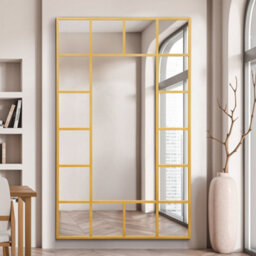 "Mirroroutlet Decorative Fenestra - Gold Modern Wall And Leaner Mirror 71"" X 43"" (180 X 110Cm)" - thumbnail 1