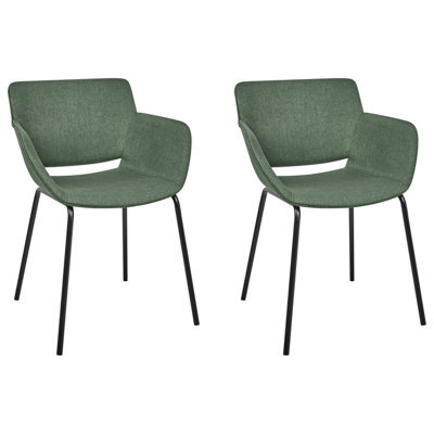 Beliani Set Of 2 Dining Chairs Axtel Fabric Green - image 1