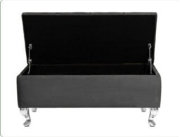 Londona 137Cm Chesterfield Ottoman Storage Bench - Plush Velvet Shoe Bench - Steel Grey Upholstery Footstool With Storage - thumbnail 2