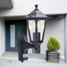 First Choice Lighting Set Of 2 Black Six Sided Lantern Motion Sensor Outdoor Security Lights - thumbnail 6