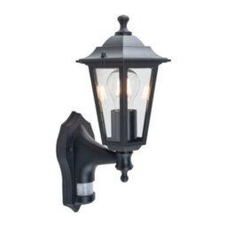 First Choice Lighting Set Of 2 Black Six Sided Lantern Motion Sensor Outdoor Security Lights - thumbnail 3