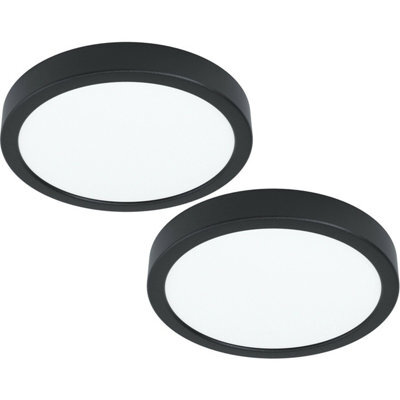 2 Pack Modern Black Led Wall And Ceiling Lights 210mm Round Design 16.5W 3000K - image 1