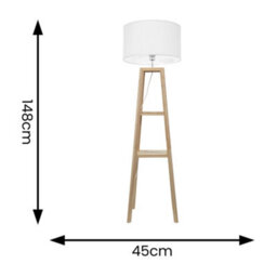 Valuelights Wakefield Two Storage Shelf Wooden Floor Lamp With White Fabric Shade And Led Bulb - thumbnail 5