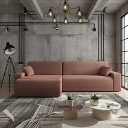 Piano L Maxi Large Corduroy Corner Sofa Bed With Storage And Bedding Compartment Versatile L Shaped Settee For Living Room Brown - thumbnail 1