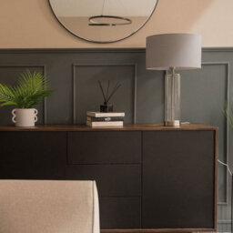 Valuelights Balan Brushed Chrome Table Lamp With Grey Drum Shade - thumbnail 2