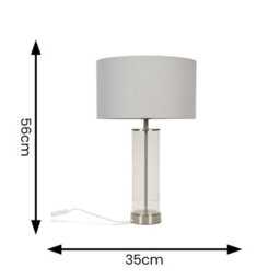 Valuelights Balan Brushed Chrome Table Lamp With Grey Drum Shade - thumbnail 7