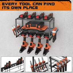 Drill Storage Cordless Drill Rack With Shelf Wall Mounted Garage Drill Holder - thumbnail 4