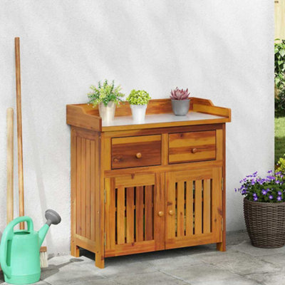 Walplus Garden Cabinet With Drawer With Storage Brown 78 X 36.5 X 78Cm - image 1