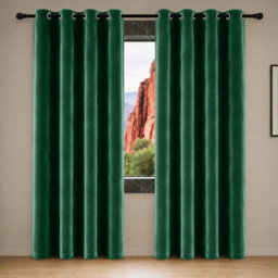 Aspire Homeware Emerald Green Velvet Curtain Room Darkening Blackout Eyelet Curtain Pair (W)168Cm X (D)183Cm With Tie Back Pair - thumbnail 7