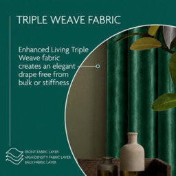 Aspire Homeware Emerald Green Velvet Curtain Room Darkening Blackout Eyelet Curtain Pair (W)168Cm X (D)183Cm With Tie Back Pair - thumbnail 5