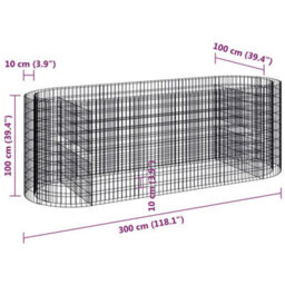 Berkfield Gabion Raised Bed Galvanised Iron 300X100X100 Cm - thumbnail 8